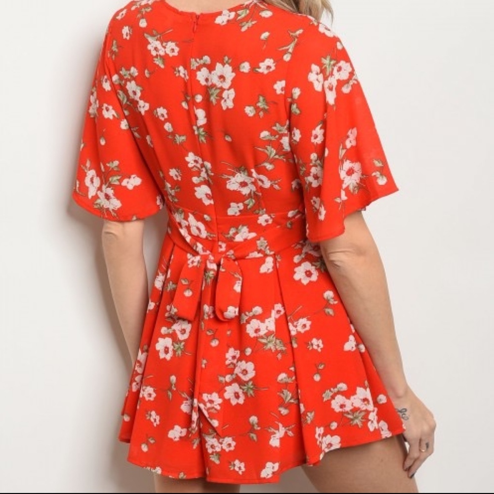 2 LEFT!  Little Red floral romper! - Picture 3 of 5